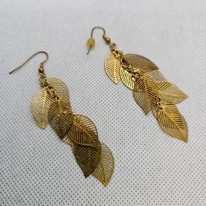 Elegant Gold Leaf Dangle Earrings